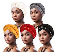 DRESHOW Femmes Africaine Turban pré-noués Tresse Torsadée Bonnet Chimio Casquette de Perte de Cheveux Chapeau