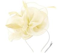 DRESHOW Femmes Fascinator Chapeau Fleur Mesh Plume Mariage Dames Day Bandeau et Clip Cocktail Tea Party Chapeau