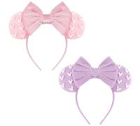 DRESHOW Oreilles de Souris Arc Bandeau Mickey de Souris en Perles Bandeaux Souris à Oreilles pour Fête d'Anniversaire Fournitures