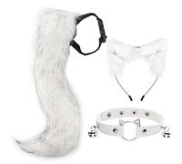 DRESHOW Renard Fausse Fourrure Queue Chat Oreilles Bandeau Halloween Pête Costume tour de Cou Cosplay Ensemble
