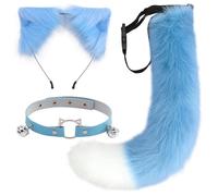 DRESHOW Renard Fausse Fourrure Queue Chat Oreilles Bandeau Halloween Pête Costume tour de Cou Cosplay Ensemble