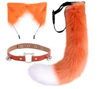 DRESHOW Renard Fausse Fourrure Queue Chat Oreilles Bandeau Halloween Pête Costume tour de Cou Cosplay Ensemble