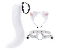 DRESHOW Renard Fausse Fourrure Queue Chat Oreilles Bandeau Halloween Pête Costume tour de Cou Cosplay Ensemble
