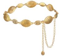 DRESHOW Western Ceinture en Metal avec Concho pour Femmes Ceinture Chaine Femme Chaîne de Taille Vintage Ajustable en Dorée pour Filles pour Robes Jeans Concerts Country