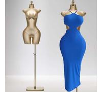 Dress Form Mannequin femme grande taille sur support en métal doré pour couture, idéal pour les présentations de mode et la couture