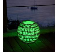 Boule lumineuse sans fil avec coque en poly rotin amovible LED multicolore dimmable BOBBY C40 DRESS ∅40cm avec télécommande et socle à induction