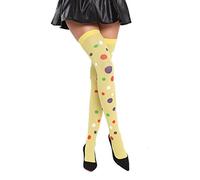 Dress ME UP - BB-030-yellow Bas Dames Genoux Halloween Carnaval Jaune coloré Polka Points Clown