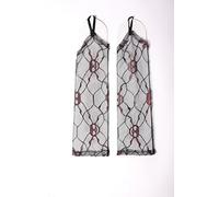 DRESS ME UP - RH-010-black Gants Mitaines Dame Halloween Dentelle Noire tête de Mort Design Punk Gothique sorcière Vampire