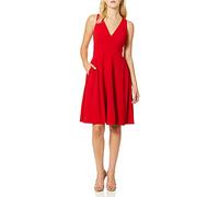 Dress the Population Catalina Solid Sleeveless Fit & Flare Midi Dress Robe, Rouge, M Femme