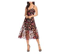 Dress The Population Womens Uma Dress, Maroon/Black, Small US