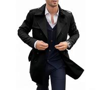 Dress to Impress Manteau d'hiver sur mesure pour homme avec un revers élégant et des détails fonctionnels (taille 2XL, noir)