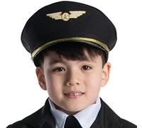 Dress Up America Chapeau de pilote - Casquette de capitaine de compagnie aérienne noire - Accessoire de costume de pilote pour enfants et adultes