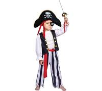 Dress Up America Costume de pirate pour garçons - Ensemble de costumes de pirate pour enfants - Ensemble d'habillage comprenant un haut, un pantalon, un cache-œil et plus encore