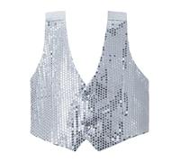Dress Up America Gilet À Paillettes Argentées Pour Adulte - Gilet De Danse Brillant Pour Adultes - Costume De Fête Pour Homme
