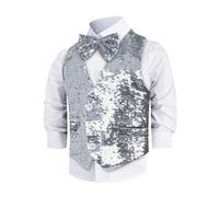 Dress Up America Gilet À Paillettes Avec Nœud Papillon - Gilet Scintillant Pour Garçons - Gilet De Fête Costumée Pour Enfants - Gilet À Paillettes Pour Garçons
