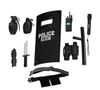 Ultimate Tout-En-Un Ensemble De Jeu De Rôle Policier Pour Les Enfants - Comprend Swat Shield, Ceinture Réglable, Lampe De Poche Et Plus, Construction En Plastique Durable, Police Uniform Halloween Acc