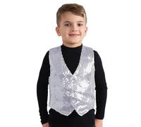 Dress Up America Veste à Sequins Argent pour Enfants - Veste à Sequins Argent pour Ensemble de Déguisement et Jeu de Rôle