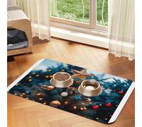 Dress up The Beautiful Christmas Tree Pet FeedMat - Imperméable et antidérapant - Tapis de nourriture pour chien et chat - Pas de taches - Séchage rapide - Distributeur d'eau pour chien