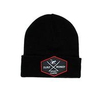 DRESSED IN MUSIC PLAY WITH ME Beanie Bonnet pour Homme/Femme Surf Monkey® - Taille Unique - Beanie d'hiver - Original - Patch en Cuir sur Le Revers (Noir)