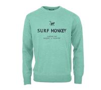 DRESSED IN MUSIC PLAY WITH ME Sweat-Shirt Classique à col Rond pour Homme/Femme - Sweat-Shirt Surf Monkey en Coton Biologique (L, Bleu)