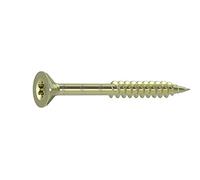 Dresselhaus JD-79 1137 Vis de fixation panneaux de bois à étoile en I, tête fraisée, filetage et nervures de fraise sous la tête galvanisé- chromé - jaune - 6 x 130 mm- 100 Pièces