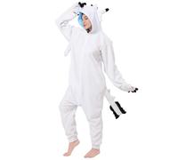 dressfan Animal Costume de Dragon Onesie Pyjamas Dragon Vêtements de Carnaval Halloween Costume pour Femmes Hommes,Blanc,S