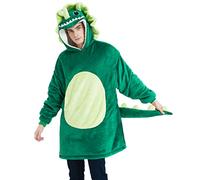 dressfan Couverture portable Triceratops en microfibre et Sherpa - Pull à capuche avec manches et capuche pour Halloween, carnaval, costume de dinosaure, couverture chaude et douce pour femmes et