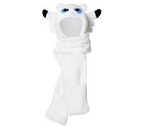 dressfan Ensemble 3 en 1 de dragon en peluche, écharpe, gants, Taille unique pour tous les adultes et les enfants, nouveautés, idées cadeaux d'anniversaire, Blanc., taille unique