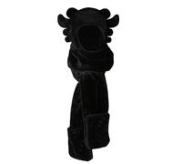 dressfan Ensemble de gants 3 en 1 en peluche avec chapeau de dragon, écharpe, cadeau d'anniversaire, taille unique pour tous les adultes et les enfants, Noir , taille unique