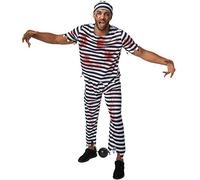 dressforfun 900444 - Déguisement pour Homme de Pasteur effrayant, Tenue rayée Effet prison (L | No. 302282)