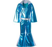 dressforfun 900495 - Déguisement pour Fille, Starlette Disco Brillante, Galon, col et incrustations à l’éclat argenté (152 cm | No. 302367)