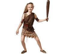 dressforfun 900569 Déguisement Enfant de Fille des cavernes, Robe à Motif léopard, Veste Imitation Fourrure, Manchettes incluses (152 | No. 302738)