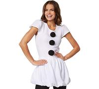 dressforfun 900839 Costume Bonhomme de Neige Femme Déguisement Noël Carnaval Pompon Noir Robe Courte Blanc -Diverses Tailles (L| no.303405)