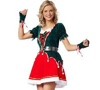 dressforfun 900846 Costume Déguisement Lutin Elfe de Noël Femme Sexy Robe Courte Velours Vert Rouge Blanc -Diverses Tailles (M | no.303411)