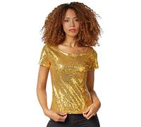 dressforfun 901013 Haut pour Femmes à Manches Courtes et col Rond et à Paillettes