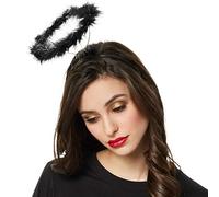dressforfun 901031 Auréole Serre-Tête Halo Ange Plumes Fines Rayures Argentées Accessoire Déguisement - Diverses Couleurs (Noir | no.303427)