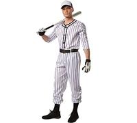 dressforfun Costume pour Homme Baseball | Haut rayé à Manches Longues avec Petits Boutons et appliqué Baseball | Long Pantalon rayé (XL | no. 301812)