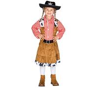 dressforfun Déguisement de Fille Cowgirl | Jupe + Chemise Traditionnelle à Carreaux et Gilet Court & Ceinture | Western Cowboy Costume Carnaval (8-10 Ans | no. 300546)