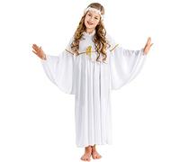 dressforfun Déguisement de Petit Ange de Noël Fille nativité céleste | Magnifique Robe Longue evec Bandeau élastique (8-10 Ans | no. 300428)