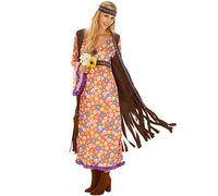 dressforfun Déguisement pour femme hippie | Belle robe longue | incl. Gilet en imitation daim + Bandeau (XXL | no. 300936)