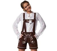 dressforfun Pantalon Femme en cuir synthétique Oktoberfest Alpsee, Bretelles amovibles et Broderies Florales, Lederhose Tenue Oktoberfest, Deguisement Femme, Tenue alsacienne Mariage, Carnaval, Soirée