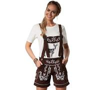 dressforfun Pantalon Femme Oktoberfest, Lederhose en Cuir synthétique, Bretelles Amovibles et Broderies délicates, Tenue Oktoberfest, Deguisement Femme, Déguisement Adulte Mariage, Carnaval, Soirée