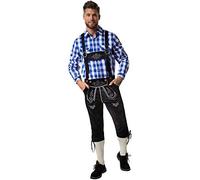 dressforfun Pantalon Oktoberfest cuir synthétique Costume Bavarois Homme Broderies florales Bretelles amovibles Pantalon cuir Homme Costume adulte Tenue Oktoberfest Deguisement Adulte Mariage Carnaval