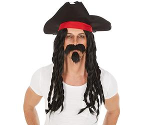 dressforfun Perruque de Capitaine Dreadlocks | avec Chapeau et Barbe| Pirate flibustiers Carnaval