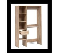 Dressing 2 penderies avec étagères coloris Effet chêne naturel - Longueur 118 x largeur 39,5 x Hauteur 180 cm
