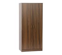 Dressing. armoire. 2 portes avec penderie et rangements LINEAR noyer. panneaux stratifiés et pied en bois de sapin L 80 x P 48 x H
