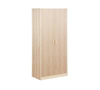sweeek - Dressing. Armoire. 2 Portes avec penderie et rangements Linear. Panneaux stratifiés et Pied en Bois de Sapin L 80 x P 48 x H 180cm