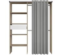 Dressing avec rideau - GARY - Décor Chêne - L143,5 x P47,9 x H201,9 cm - PARISOT Gris