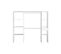 Dressing blanc 6 étagères, 1 tiroir, 2 penderies 198 x 40 x 180 cm ELYSEE