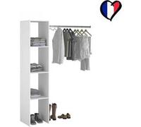Concept Usine – Dressing ELYSEE blanc avec étagères et penderie 138x40x180